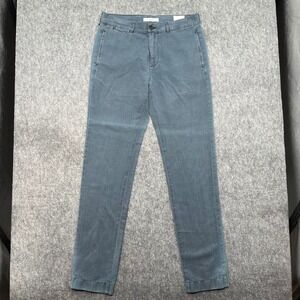 Billy Reid Pants Mens 32x34 Blue Herringbone Flat Front Chino Linen Blend